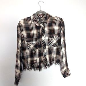Distressed Cropped Flannel